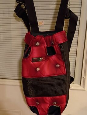 Red Quilted Pet Carrier Backpack